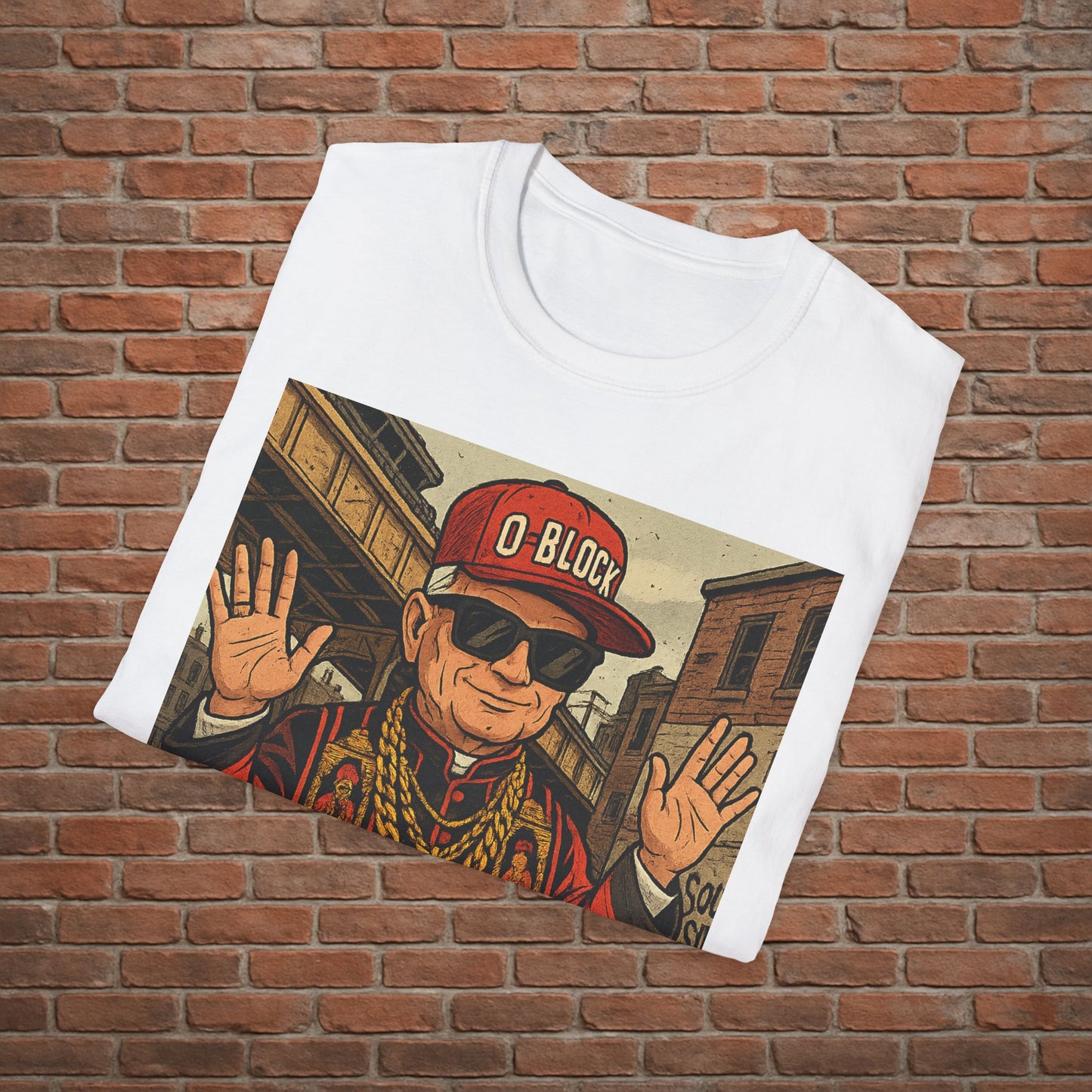 O-Block Pope T-Shirt – Chicago Drill-Inspired Pope Graphic – Funny Streetwear Tee – Sizes Small to 2XL