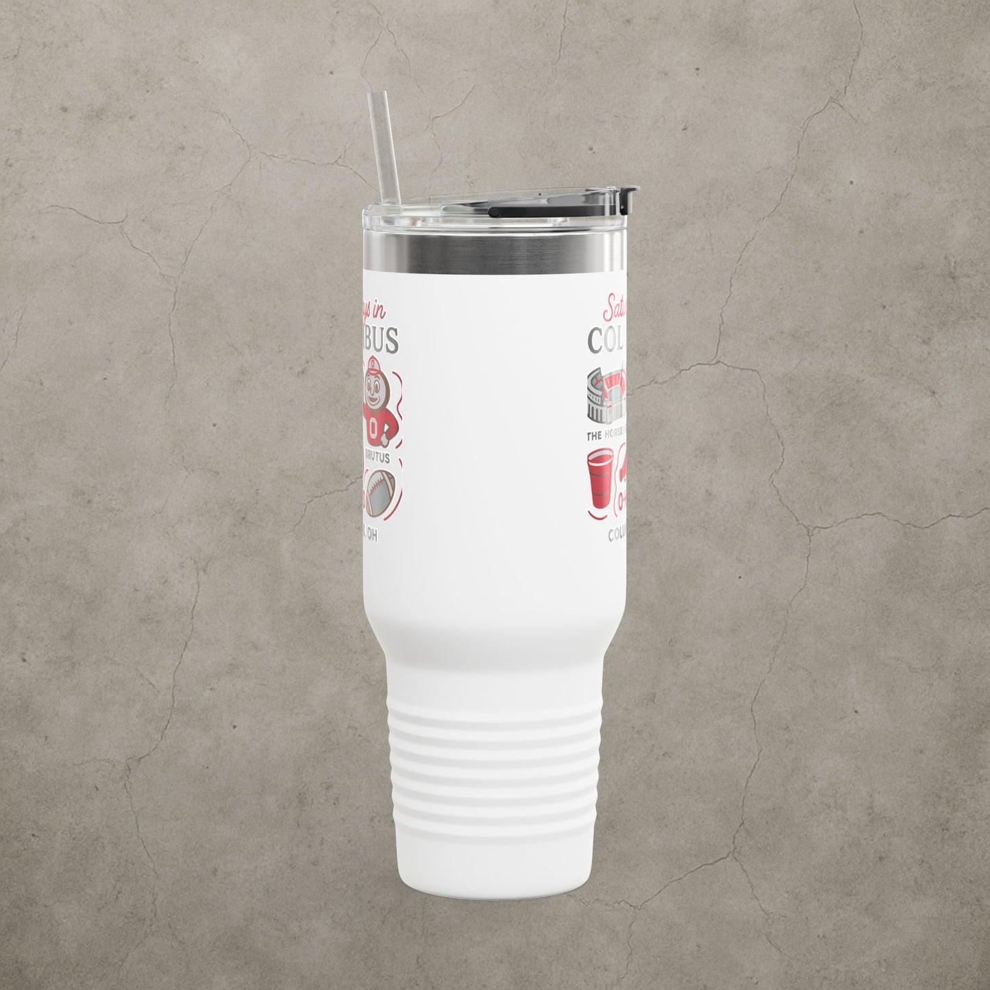 Ohio State Buckeyes 'Saturdays in Columbus Tumbler' - 40oz College Game Day Cup - Stainless Steel Tailgate Mug - 5 Colors