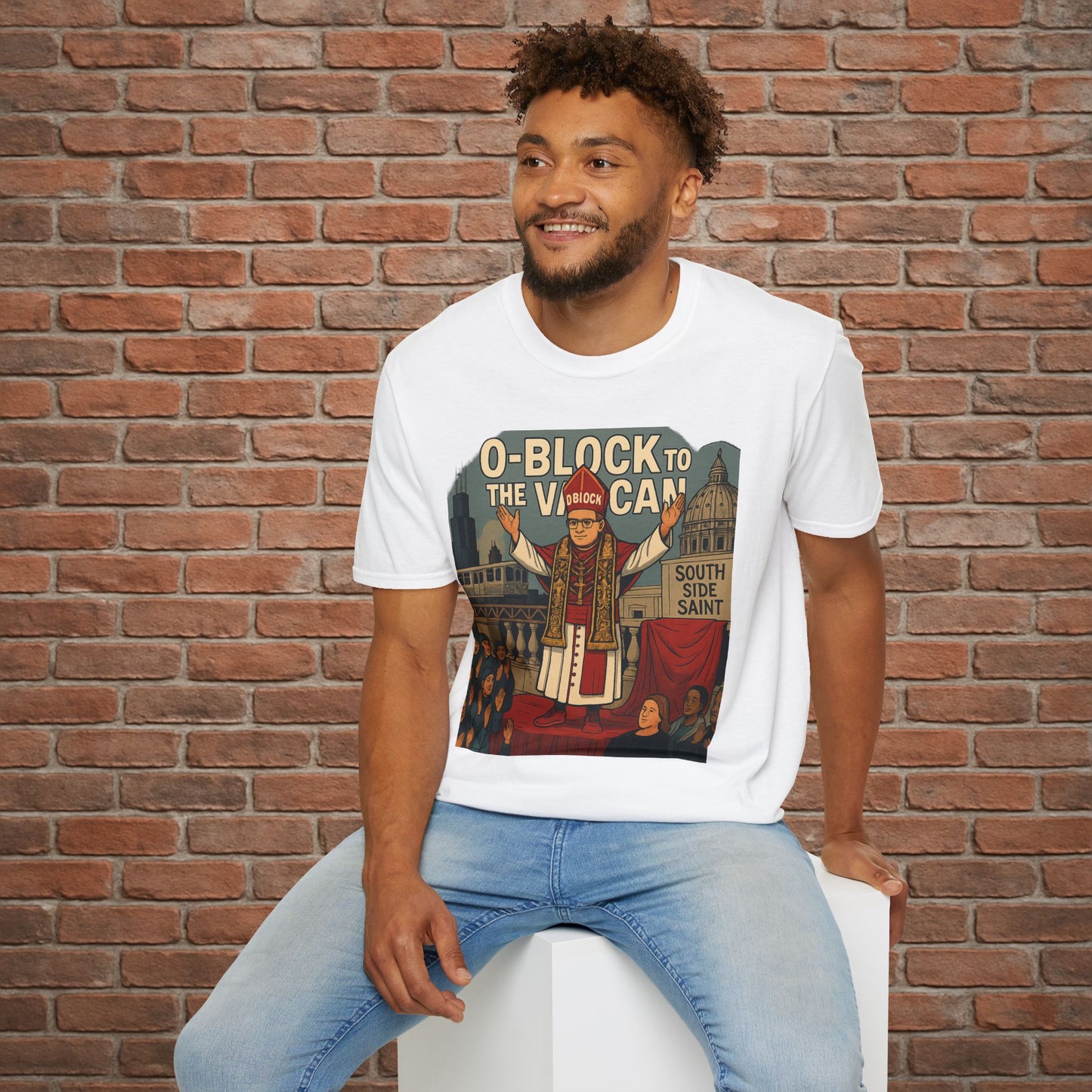 O-Block to the Vatican T-Shirt – Chicago Pope Graphic Tee – South Side Streetwear – Sizes Small to 2XL