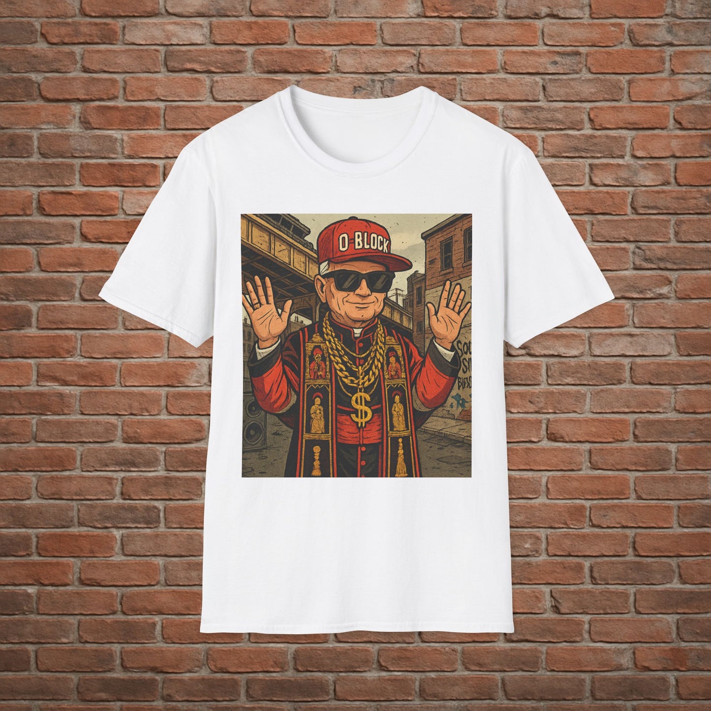 O-Block Pope T-Shirt – Chicago Drill-Inspired Pope Graphic – Funny Streetwear Tee – Sizes Small to 2XL