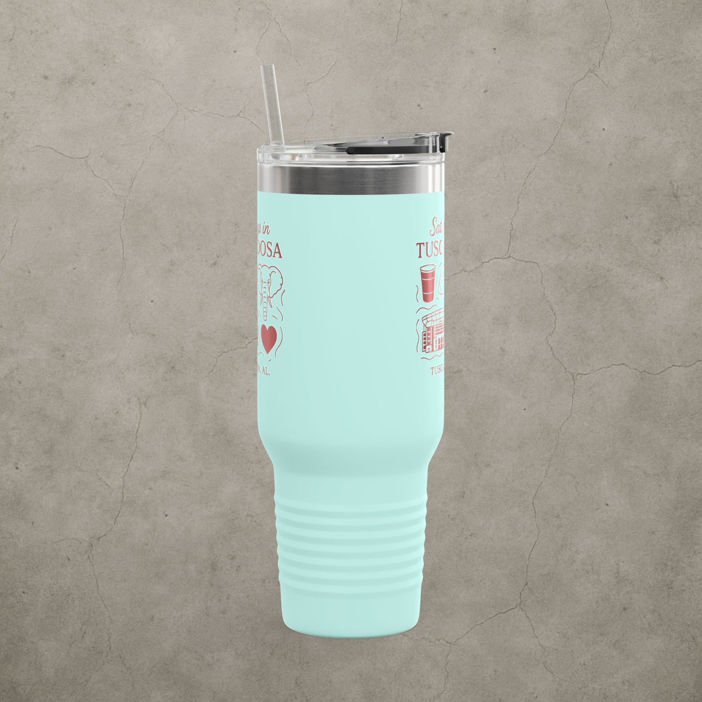 Alabama Crimson Tide 'Saturdays in Tuscaloosa Tumbler' - 40oz College Game Day Cup - Stainless Steel Tailgate Mug - 5 Colors