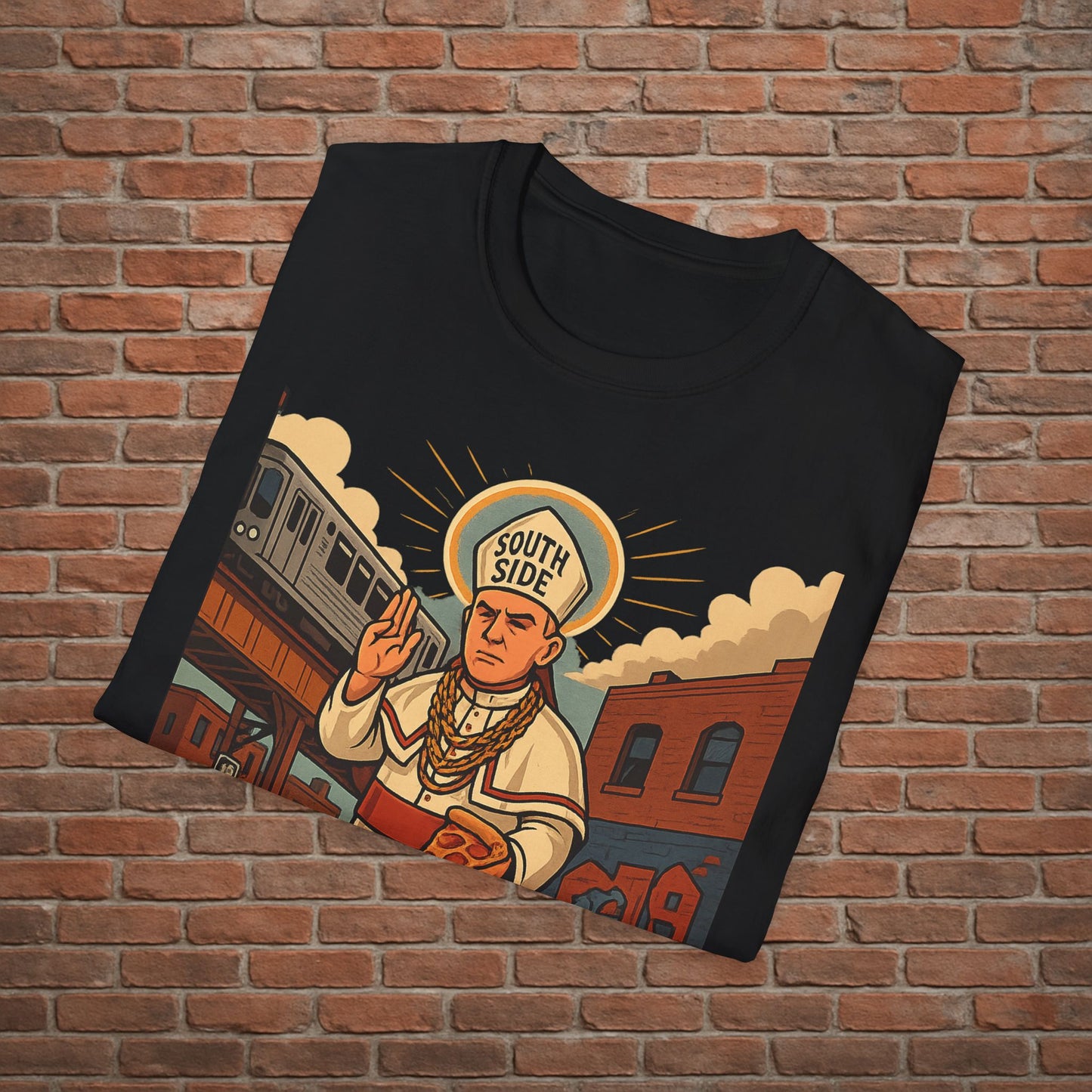 South Side Saint T-Shirt – Chicago Pope Graphic Tee – Funny Catholic Streetwear – Sizes Small to 2XL