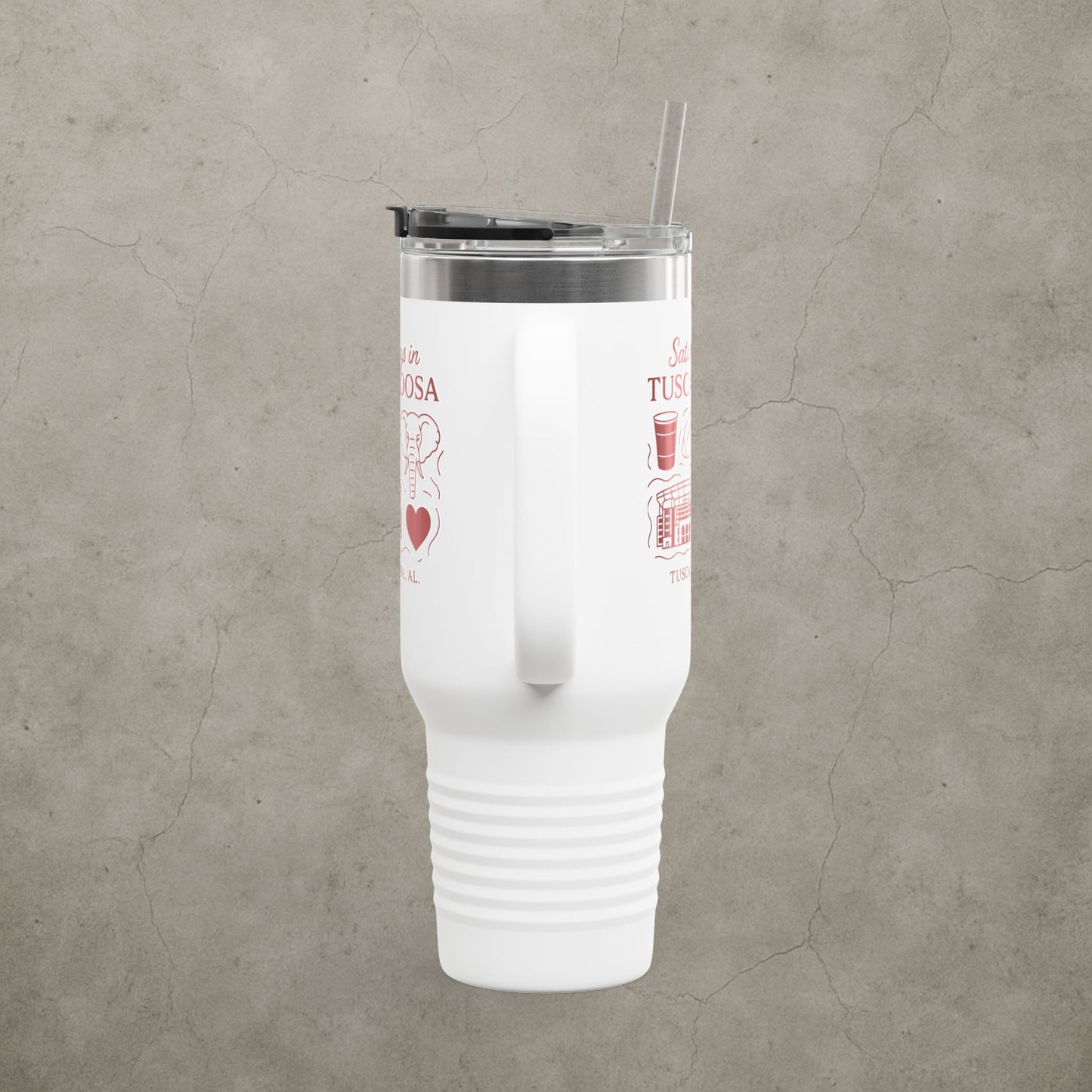Alabama Crimson Tide 'Saturdays in Tuscaloosa Tumbler' - 40oz College Game Day Cup - Stainless Steel Tailgate Mug - 5 Colors
