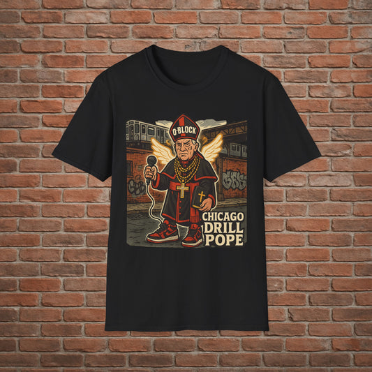 Drill Pope T-Shirt – Funny Chicago Streetwear Graphic – Papal Rap Parody Tee – Sizes Small to 2XL