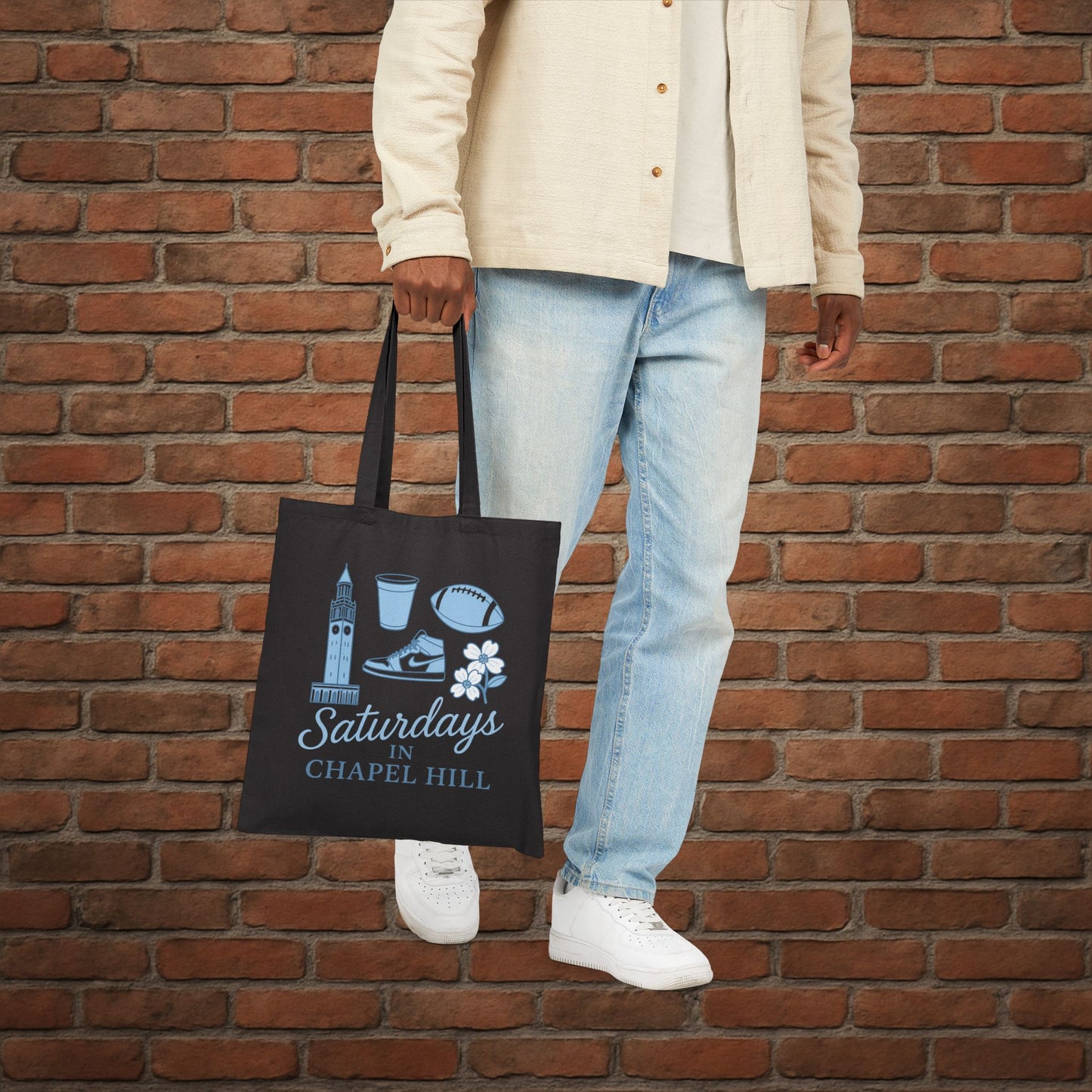 UNC Saturdays in Chapel Hill Tote Bag – Tar Heels Game Day Canvas Tote – College Football Gift