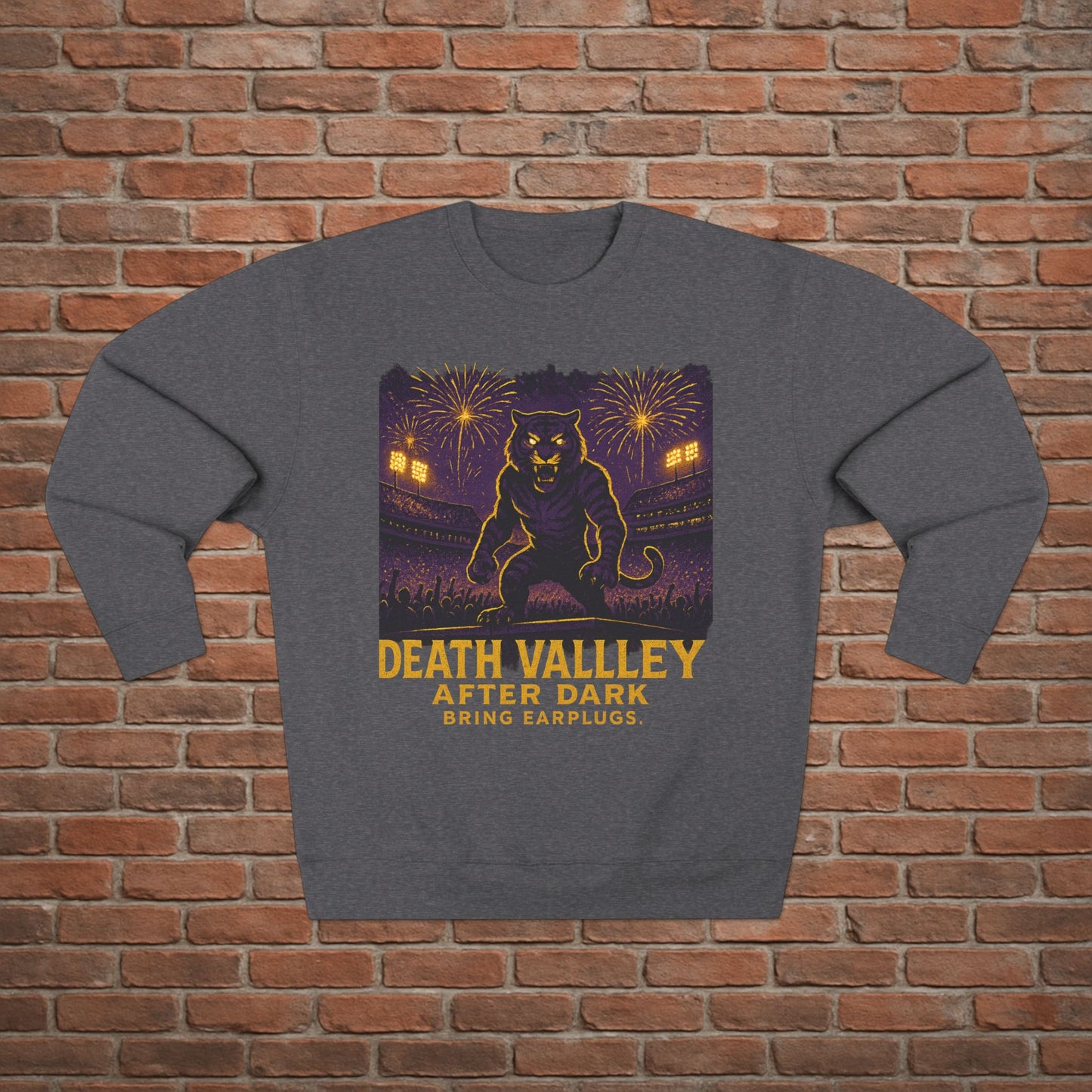 LSU Tigers 'Death Valley After Dark Sweatshirt' - LSU Game Day Crewneck - College Football Gift - S to XL - 3 Colors
