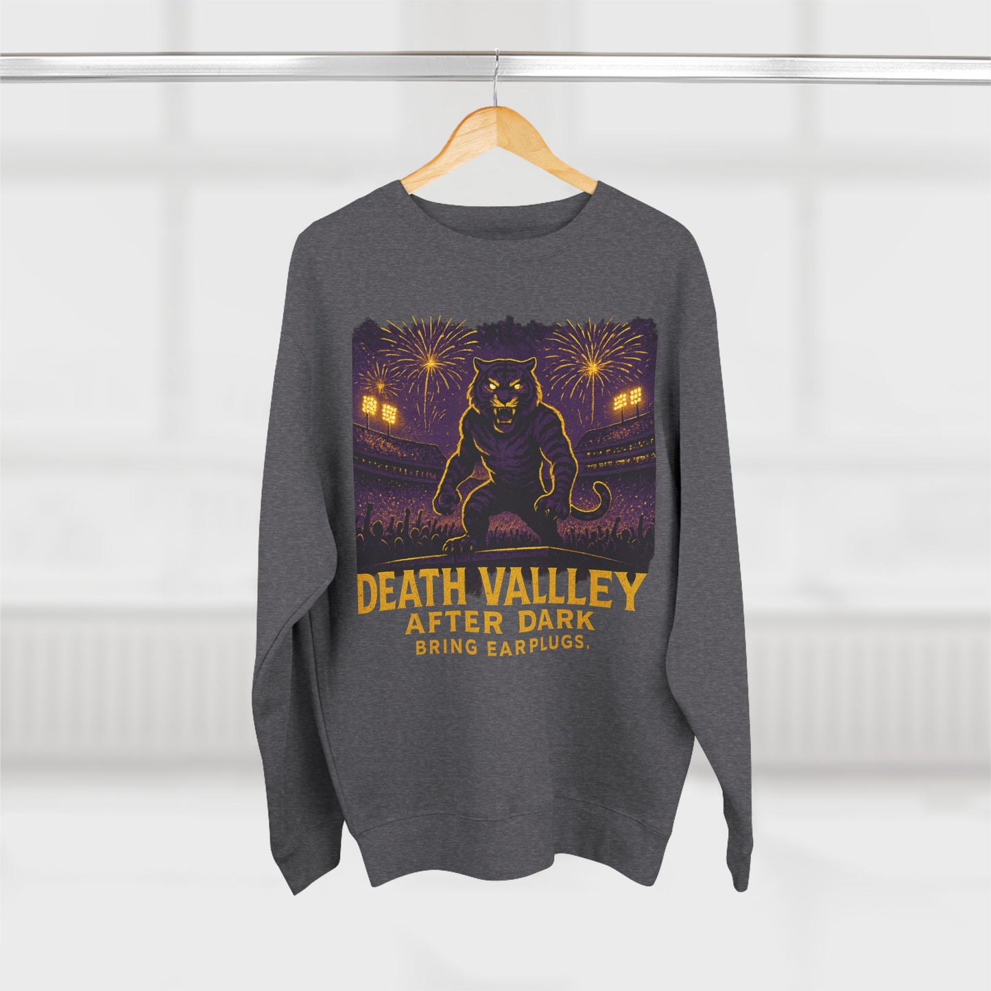 LSU Tigers 'Death Valley After Dark Sweatshirt' - LSU Game Day Crewneck - College Football Gift - S to XL - 3 Colors