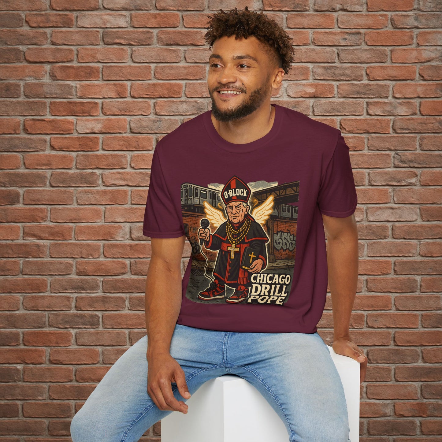 Drill Pope T-Shirt – Funny Chicago Streetwear Graphic – Papal Rap Parody Tee – Sizes Small to 2XL