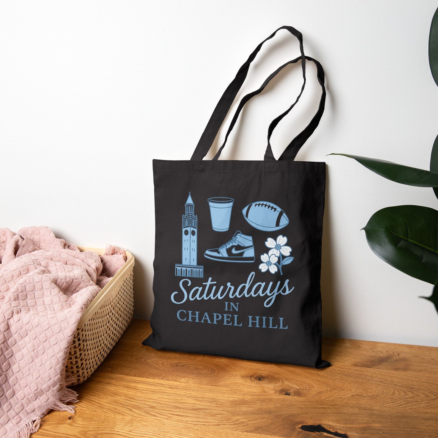 UNC Saturdays in Chapel Hill Tote Bag – Tar Heels Game Day Canvas Tote – College Football Gift