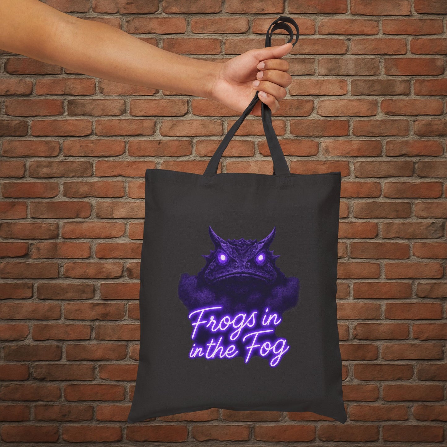 TCU Frogs in the Fog Tote Bag – Horned Frog Game Day Canvas Tote – College Football Gift