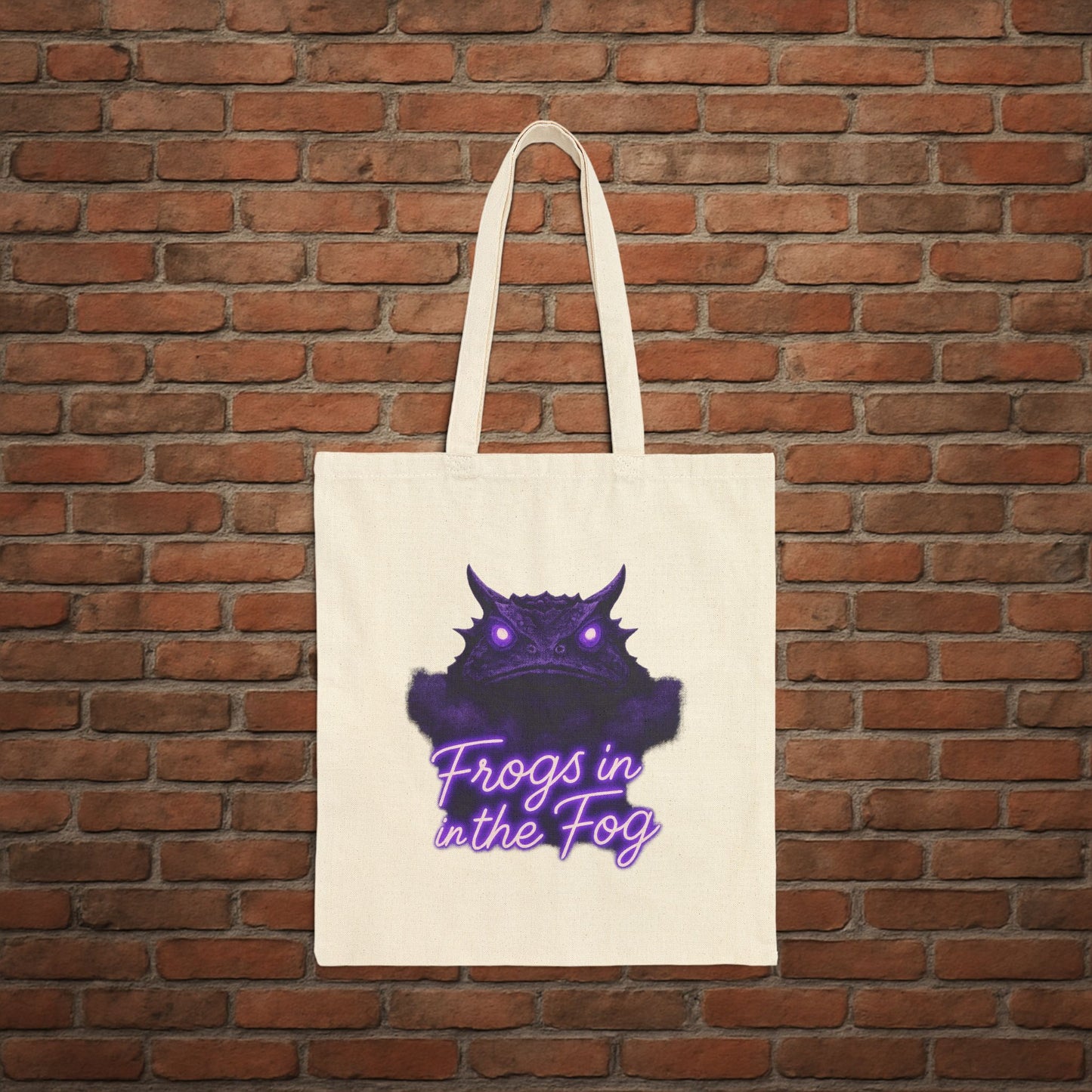TCU Frogs in the Fog Tote Bag – Horned Frog Game Day Canvas Tote – College Football Gift
