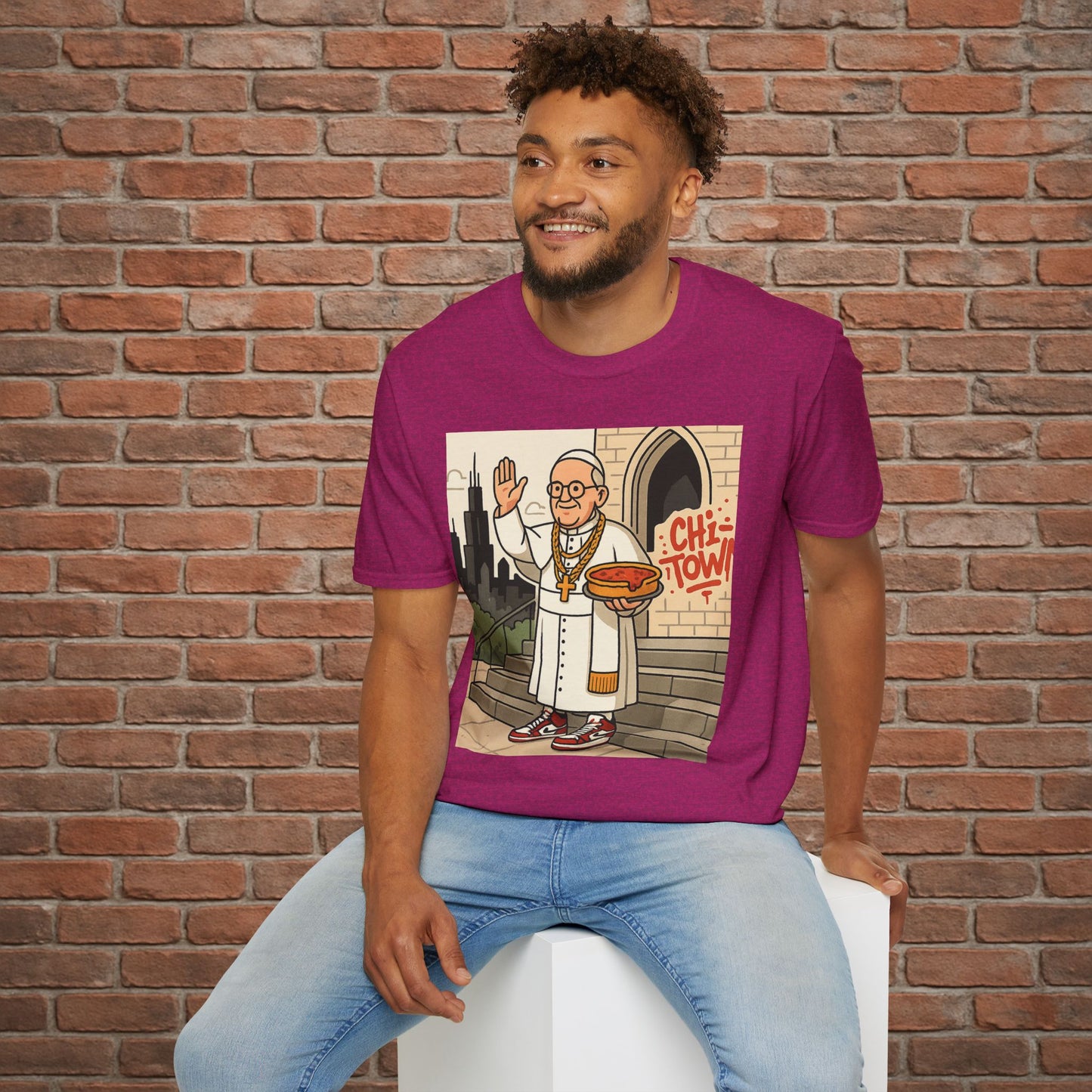 Pope Blessing T-Shirt – Funny Papal Graphic Tee – Viral Religious Streetwear – Sizes Small to 2XL