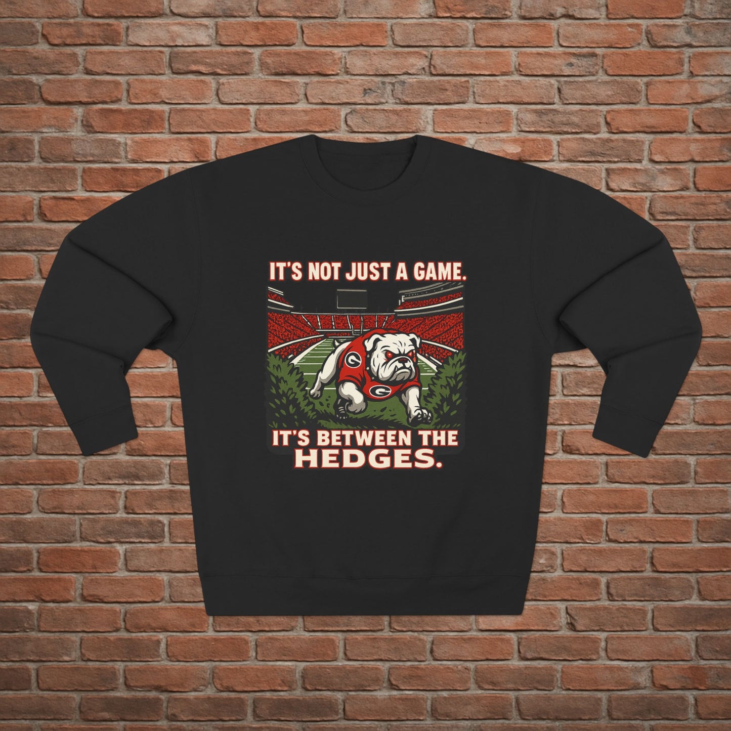 Georgia Bulldogs 'Between the Hedges Sweatshirt' - UGA Game Day Crewneck - College Football Gift - S-XL - 3 Colors