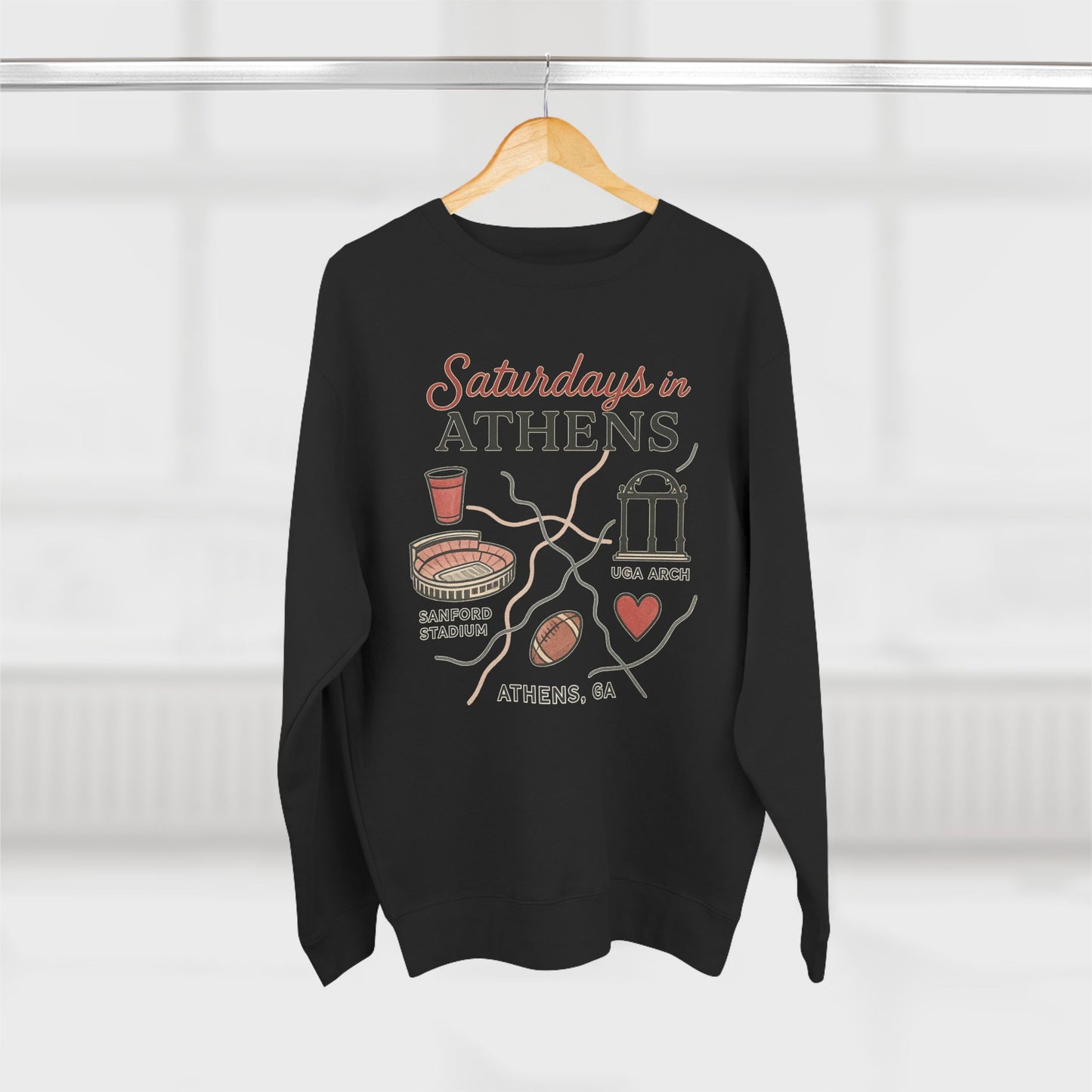 Georgia Bulldogs 'Saturdays in Athens Sweatshirt' - UGA Game Day Crewneck - College Football Gift - Small to 2XL - 3 Colors