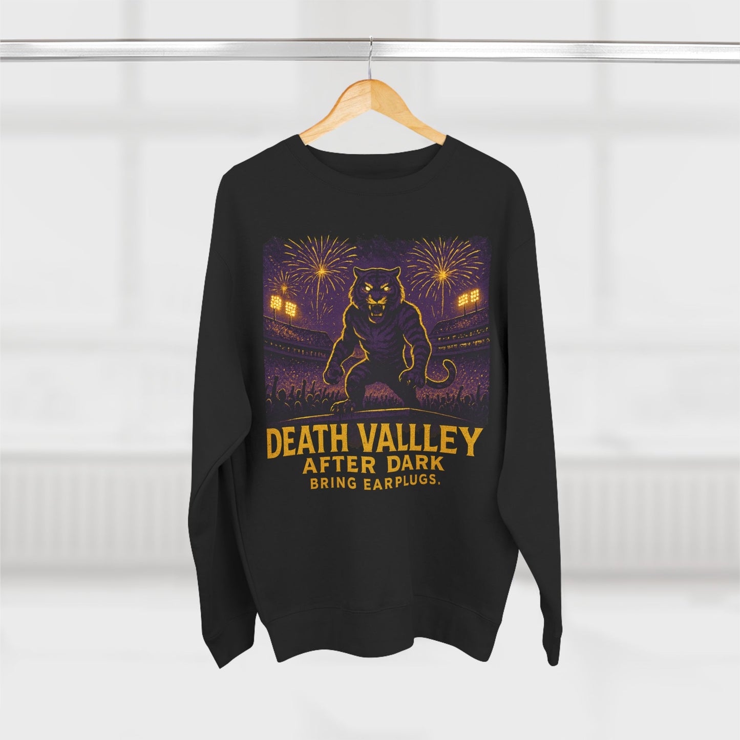 LSU Tigers 'Death Valley After Dark Sweatshirt' - LSU Game Day Crewneck - College Football Gift - S to XL - 3 Colors