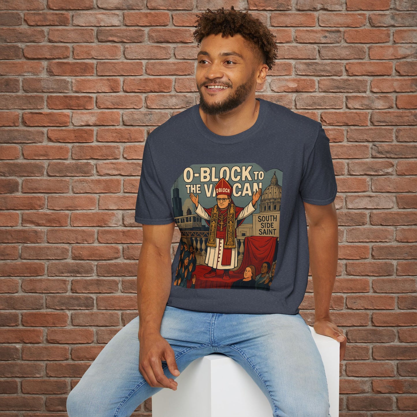 O-Block to the Vatican T-Shirt – Chicago Pope Graphic Tee – South Side Streetwear – Sizes Small to 2XL