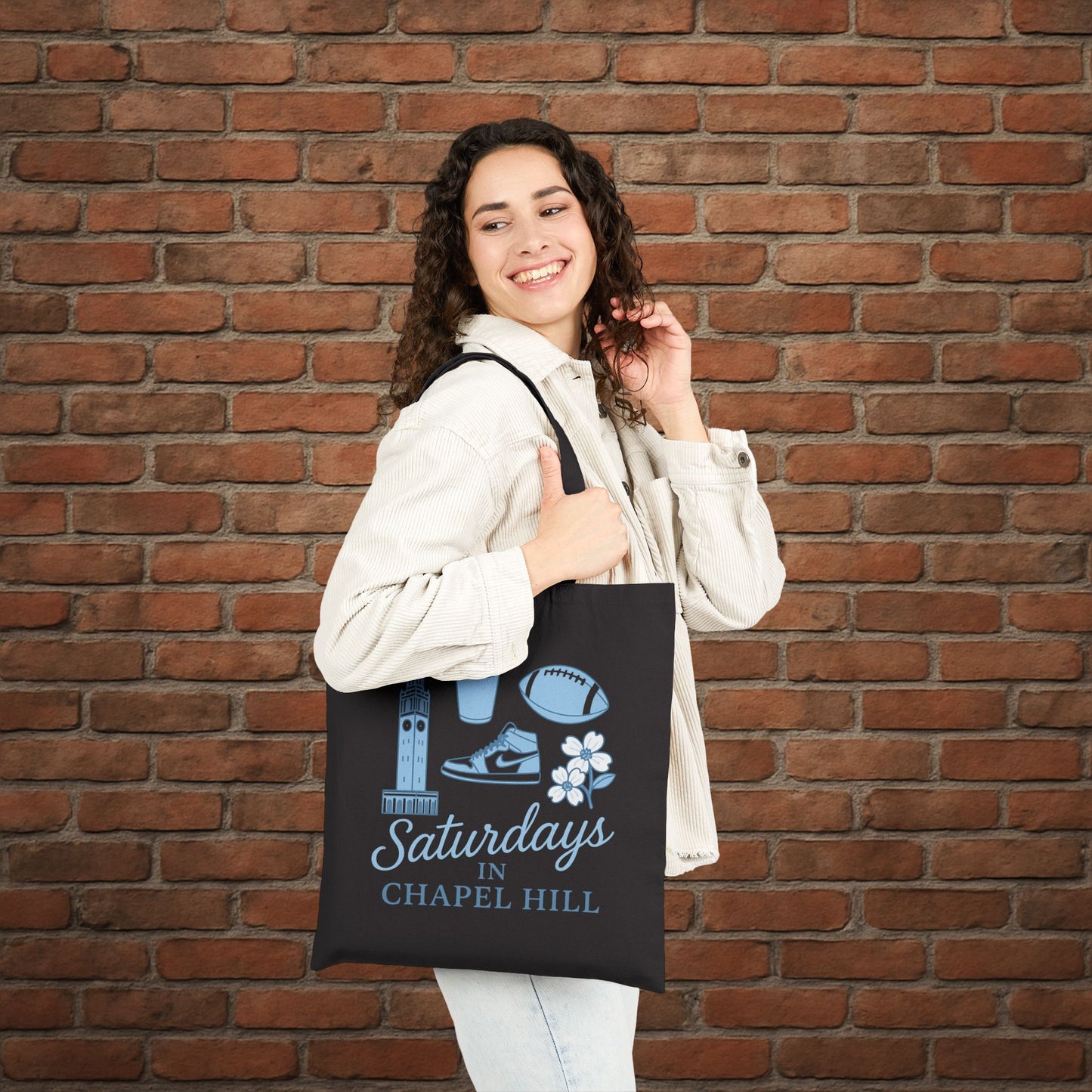 UNC Saturdays in Chapel Hill Tote Bag – Tar Heels Game Day Canvas Tote – College Football Gift