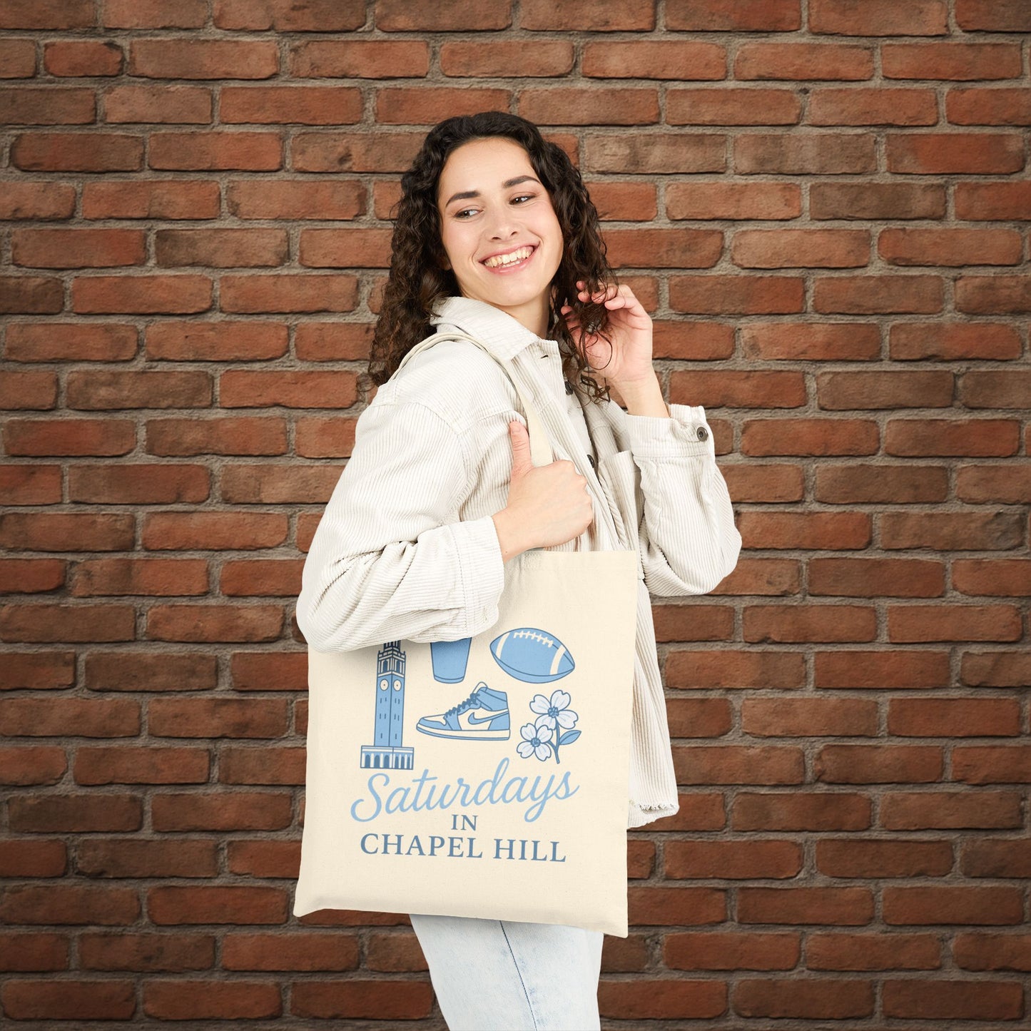 UNC Saturdays in Chapel Hill Tote Bag – Tar Heels Game Day Canvas Tote – College Football Gift