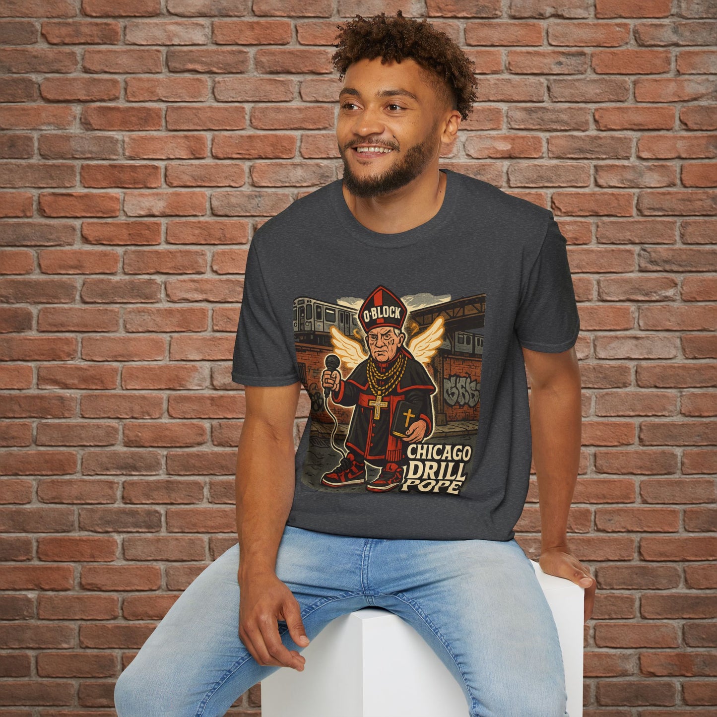 Drill Pope T-Shirt – Funny Chicago Streetwear Graphic – Papal Rap Parody Tee – Sizes Small to 2XL