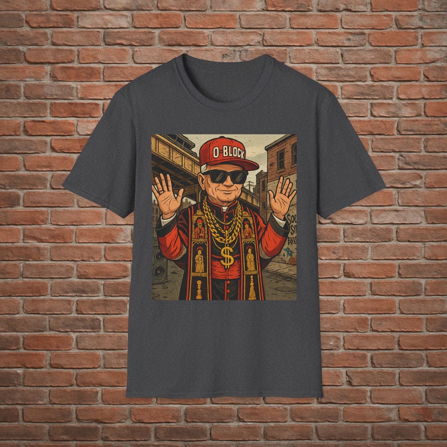 O-Block Pope T-Shirt – Chicago Drill-Inspired Pope Graphic – Funny Streetwear Tee – Sizes Small to 2XL