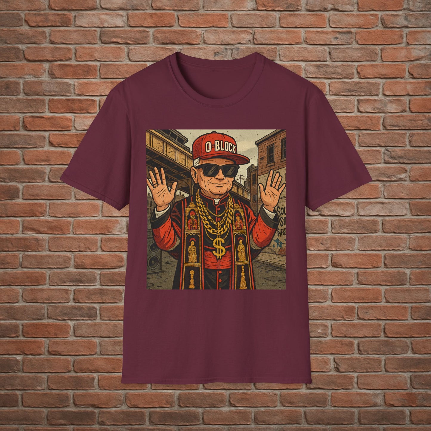 O-Block Pope T-Shirt – Chicago Drill-Inspired Pope Graphic – Funny Streetwear Tee – Sizes Small to 2XL