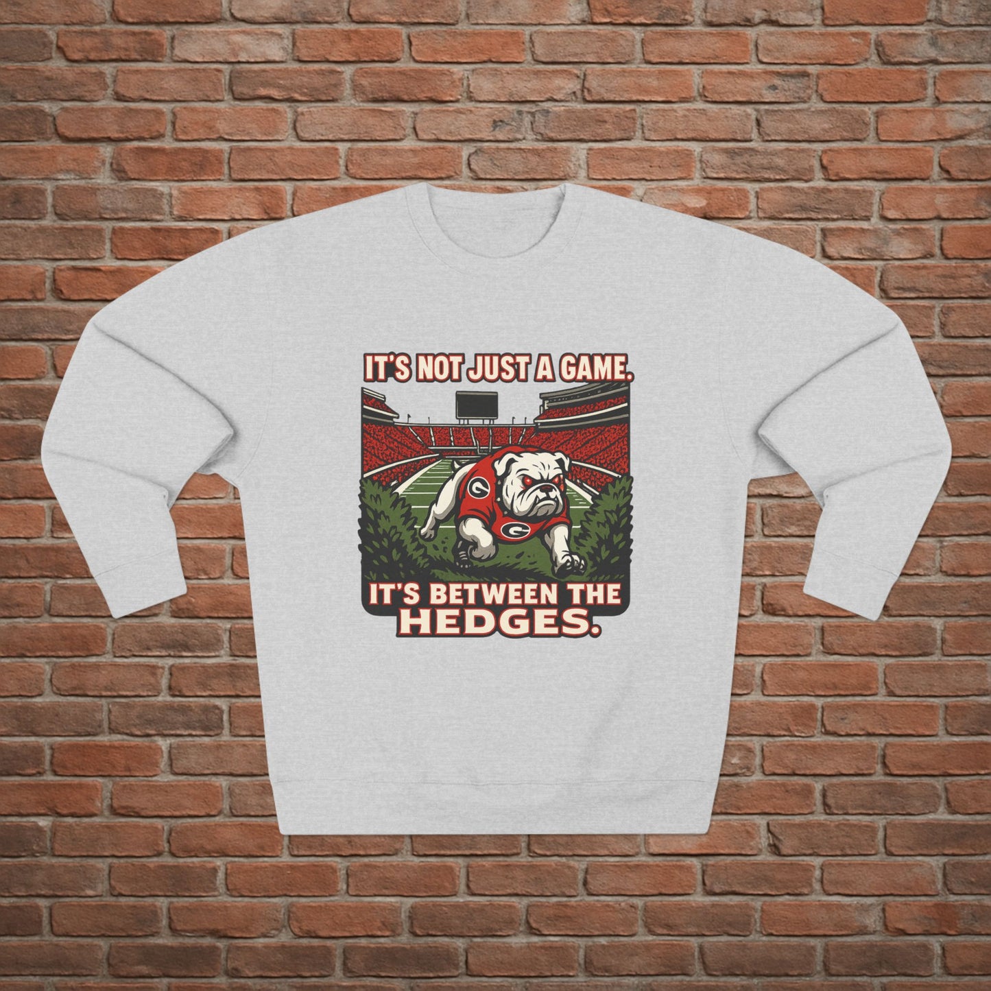 Georgia Bulldogs 'Between the Hedges Sweatshirt' - UGA Game Day Crewneck - College Football Gift - S-XL - 3 Colors