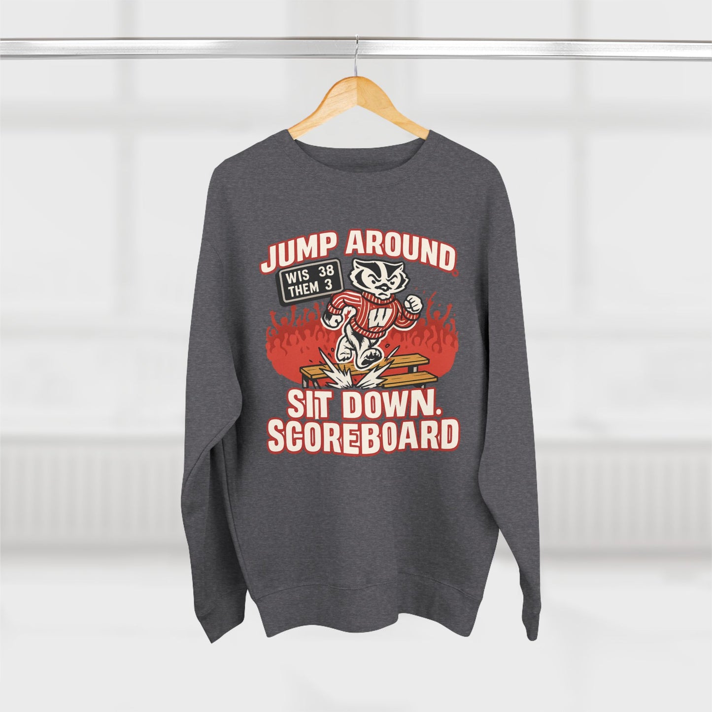 Charcole Wisconsin Sports Crewneck Sweatshirt, Game Day Apparel, College Sweatshirt, Unisex Sportswear, Wisconsin Fan Gear