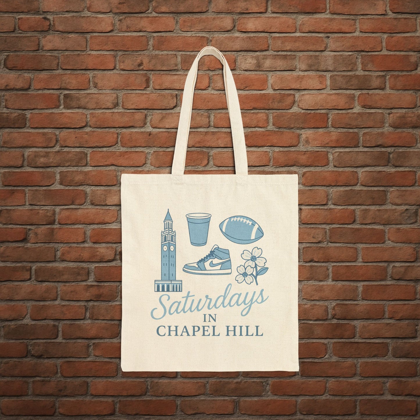 UNC Saturdays in Chapel Hill Tote Bag – Tar Heels Game Day Canvas Tote – College Football Gift