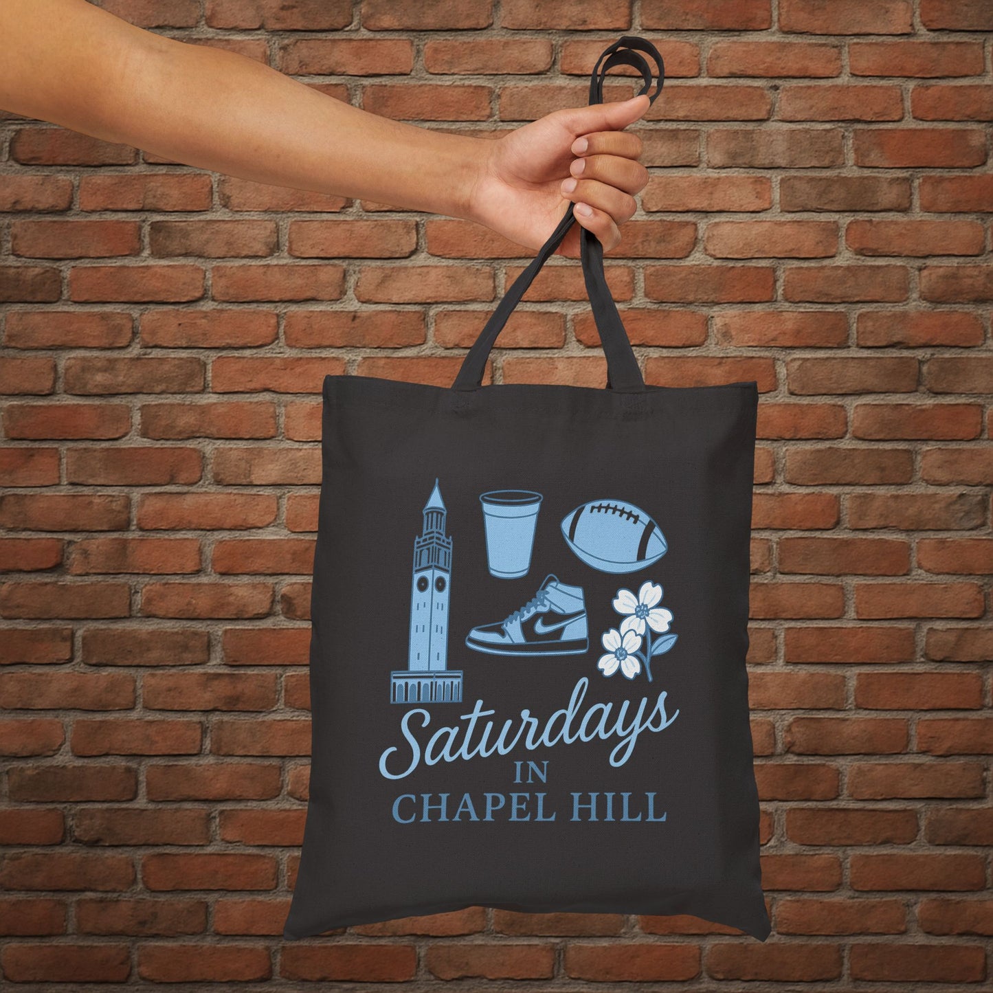 UNC Saturdays in Chapel Hill Tote Bag – Tar Heels Game Day Canvas Tote – College Football Gift
