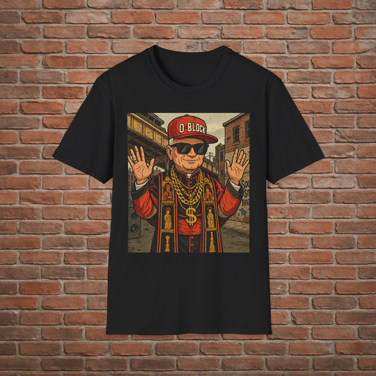 O-Block Pope T-Shirt – Chicago Drill-Inspired Pope Graphic – Funny Streetwear Tee – Sizes Small to 2XL