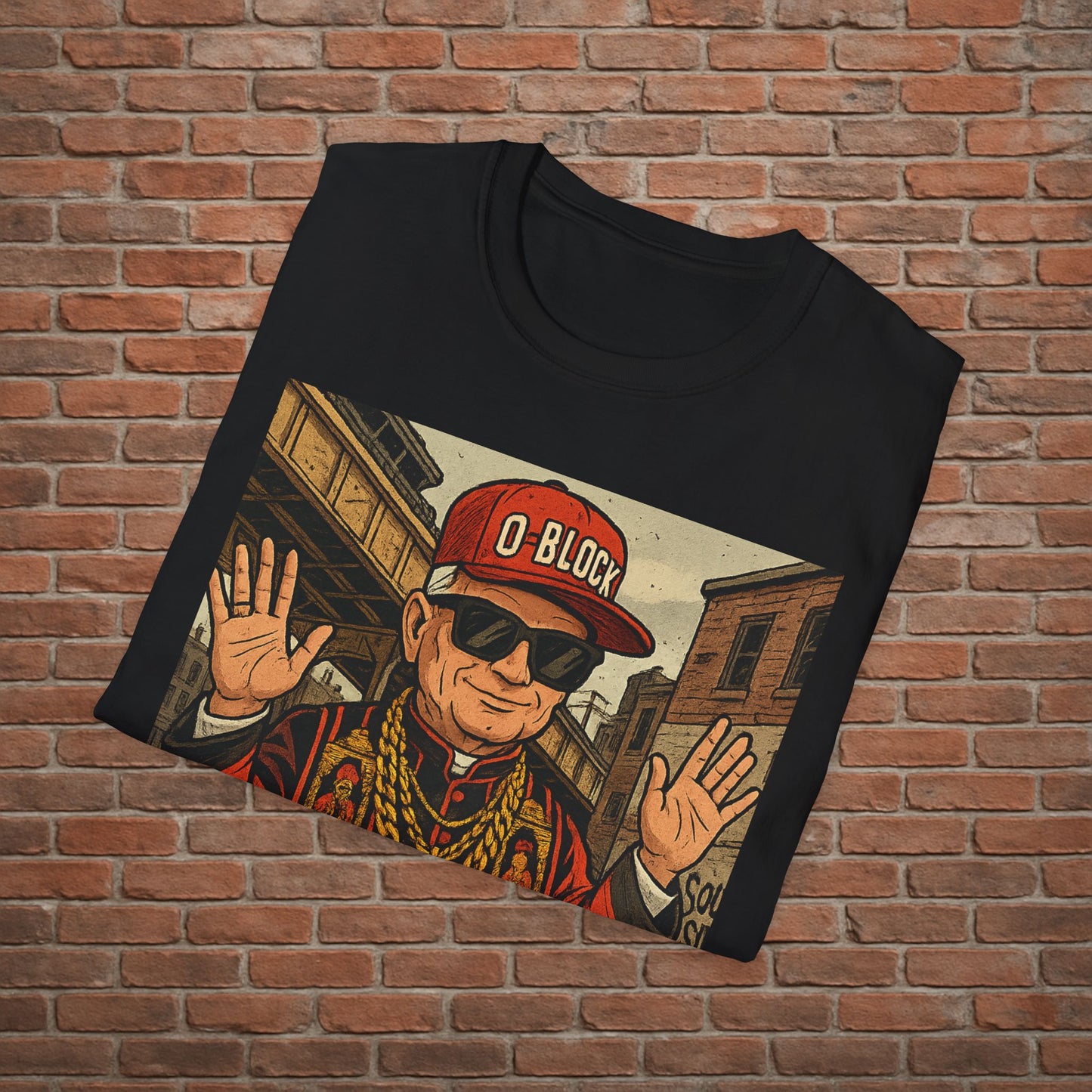 O-Block Pope T-Shirt – Chicago Drill-Inspired Pope Graphic – Funny Streetwear Tee – Sizes Small to 2XL