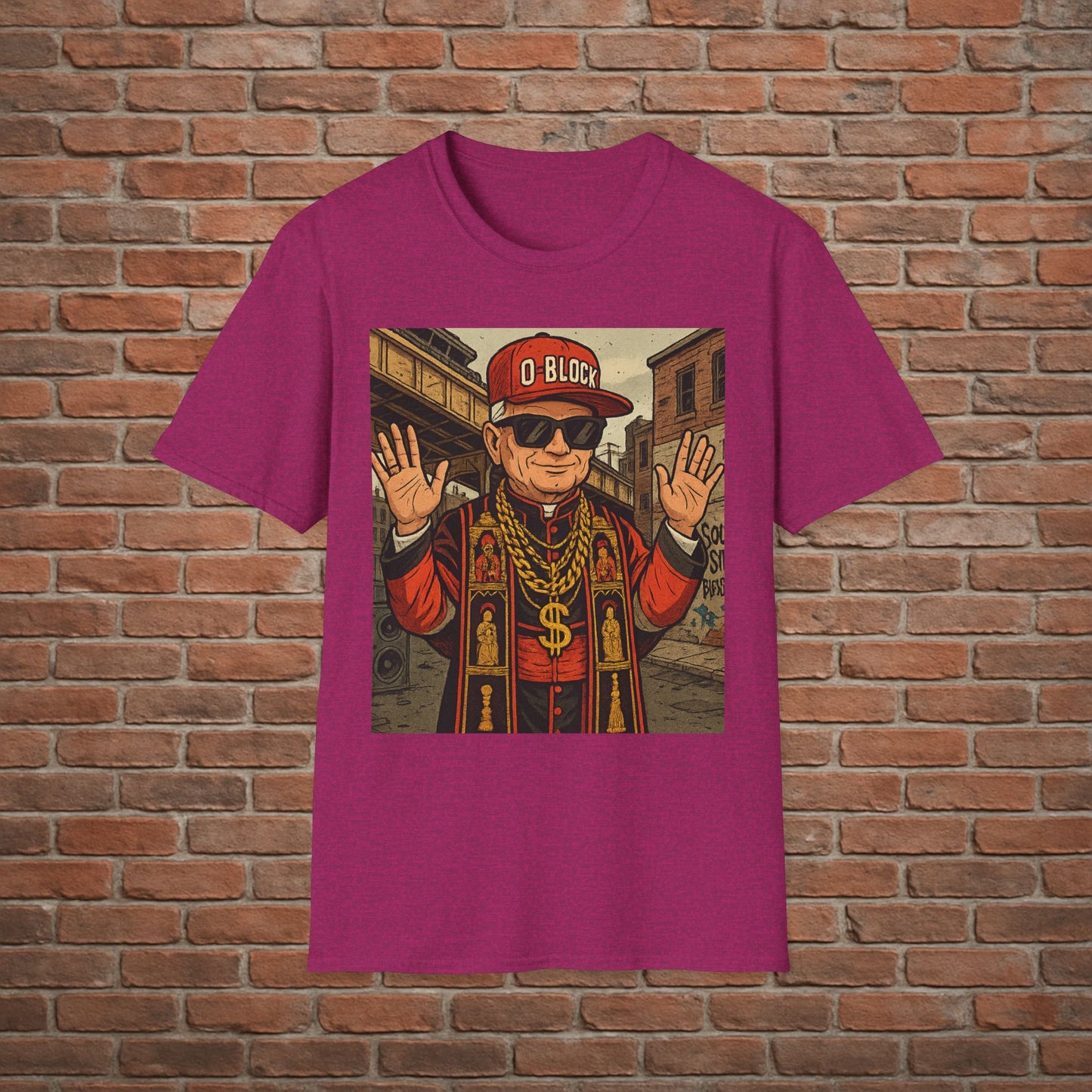 O-Block Pope T-Shirt – Chicago Drill-Inspired Pope Graphic – Funny Streetwear Tee – Sizes Small to 2XL