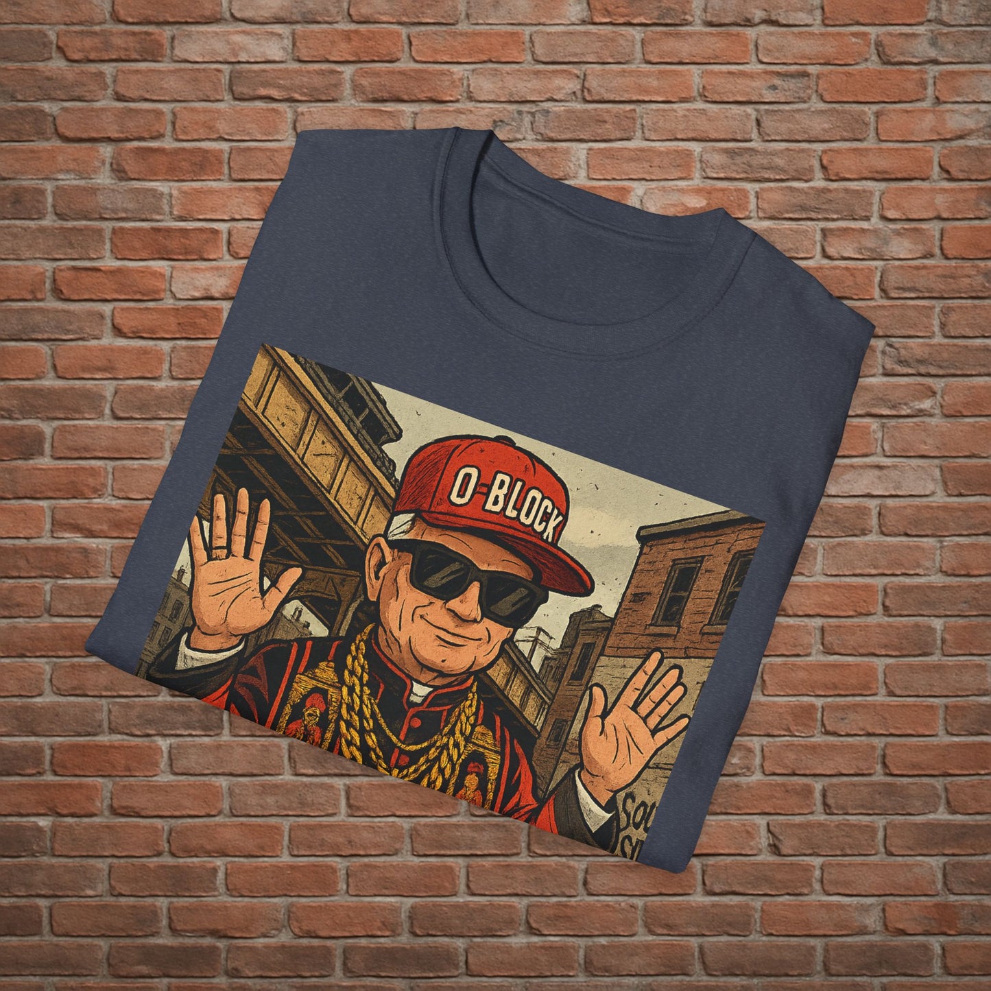 O-Block Pope T-Shirt – Chicago Drill-Inspired Pope Graphic – Funny Streetwear Tee – Sizes Small to 2XL