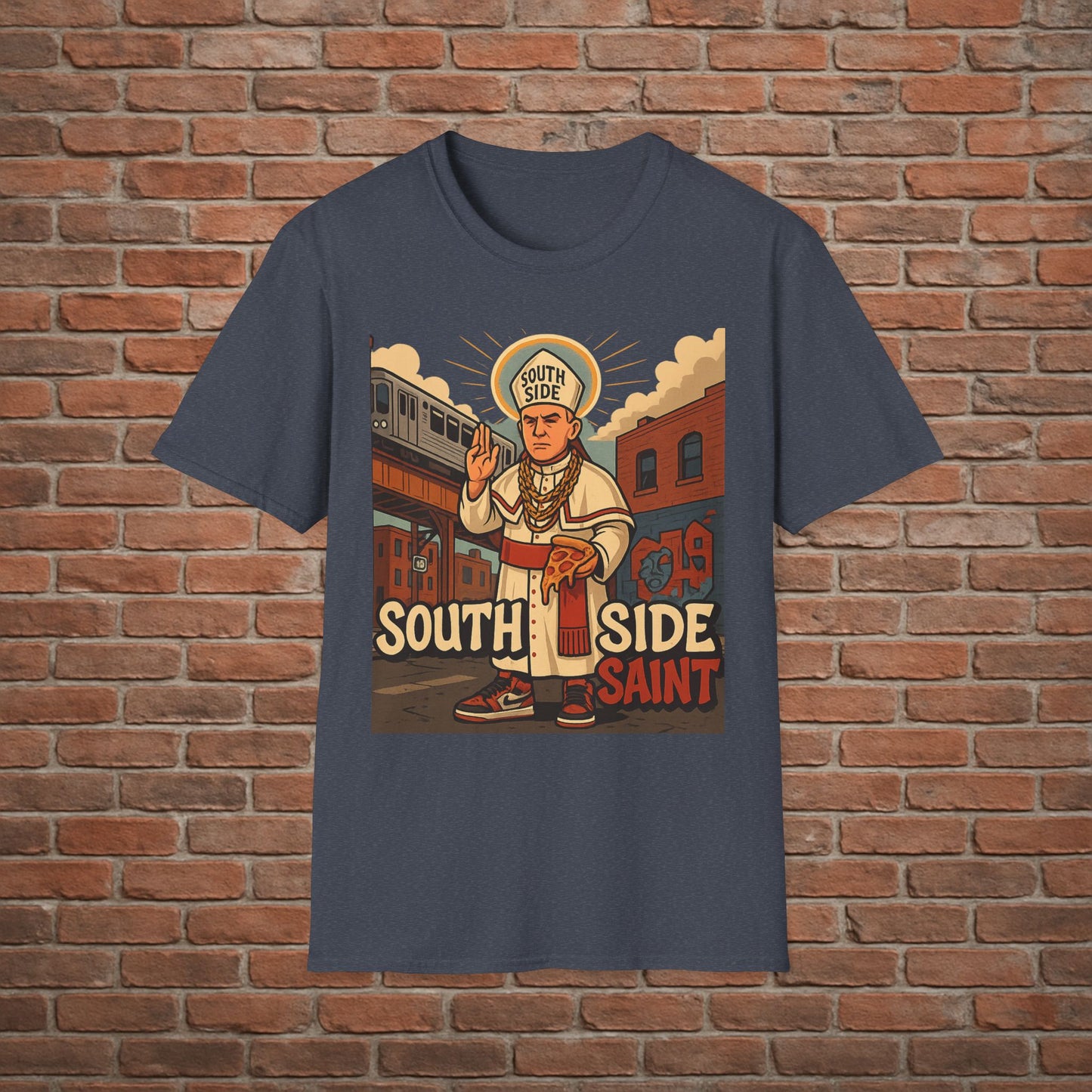 South Side Saint T-Shirt – Chicago Pope Graphic Tee – Funny Catholic Streetwear – Sizes Small to 2XL