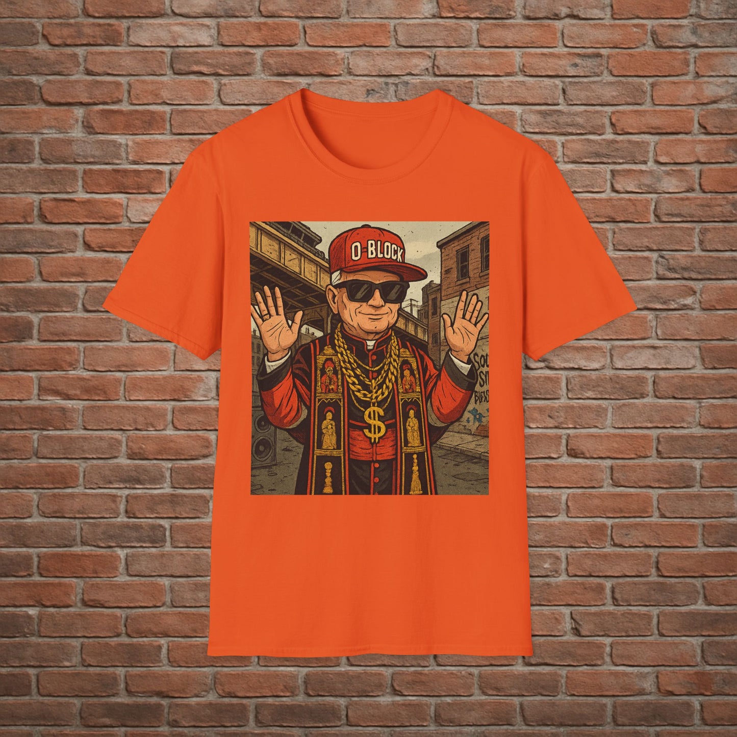 O-Block Pope T-Shirt – Chicago Drill-Inspired Pope Graphic – Funny Streetwear Tee – Sizes Small to 2XL