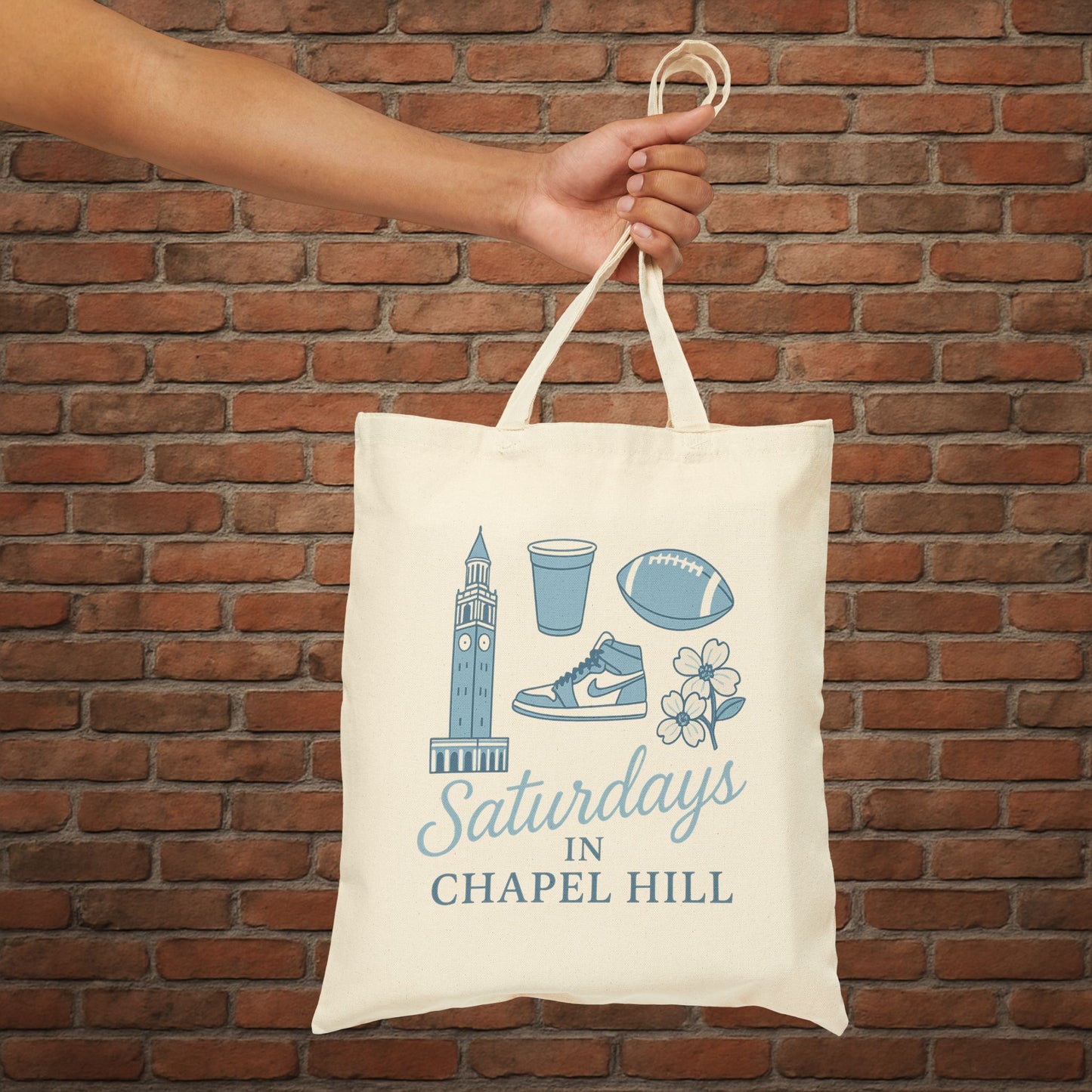 UNC Saturdays in Chapel Hill Tote Bag – Tar Heels Game Day Canvas Tote – College Football Gift