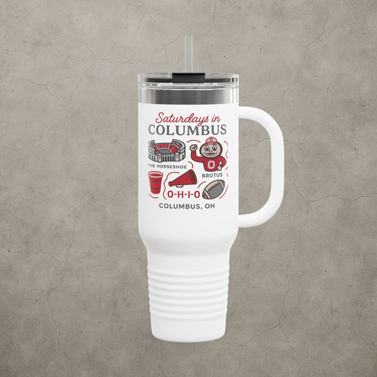Ohio State Buckeyes 'Saturdays in Columbus Tumbler' - 40oz College Game Day Cup - Stainless Steel Tailgate Mug - 5 Colors