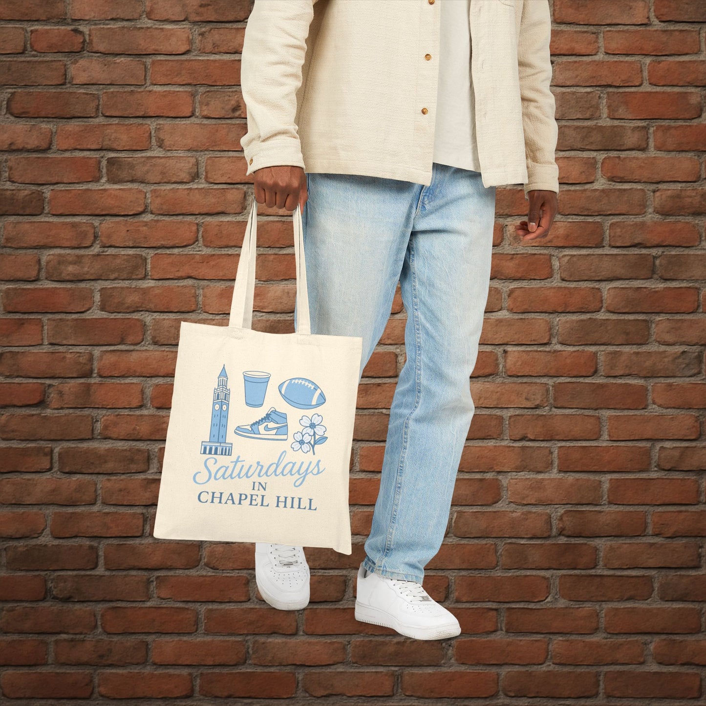 UNC Saturdays in Chapel Hill Tote Bag – Tar Heels Game Day Canvas Tote – College Football Gift
