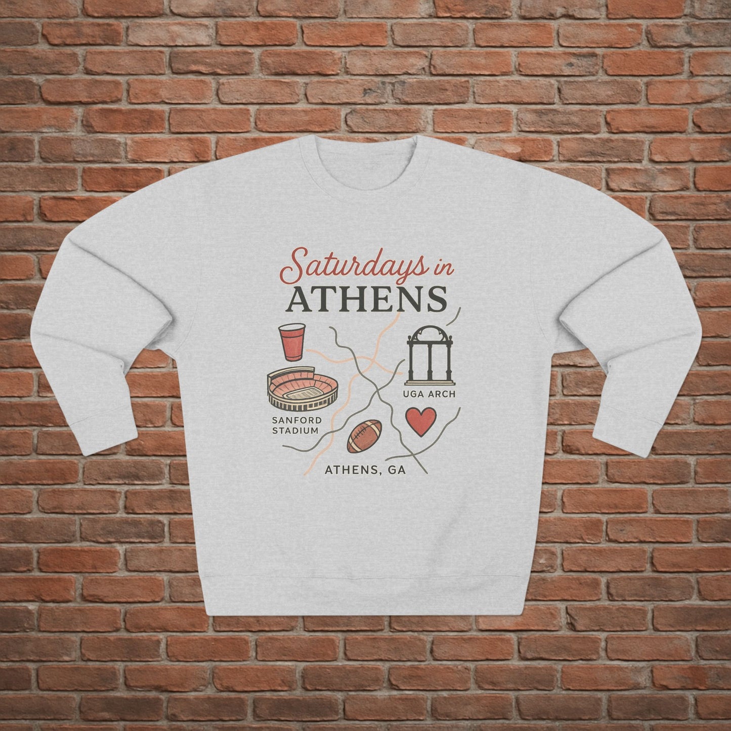 Georgia Bulldogs 'Saturdays in Athens Sweatshirt' - UGA Game Day Crewneck - College Football Gift - Small to 2XL - 3 Colors