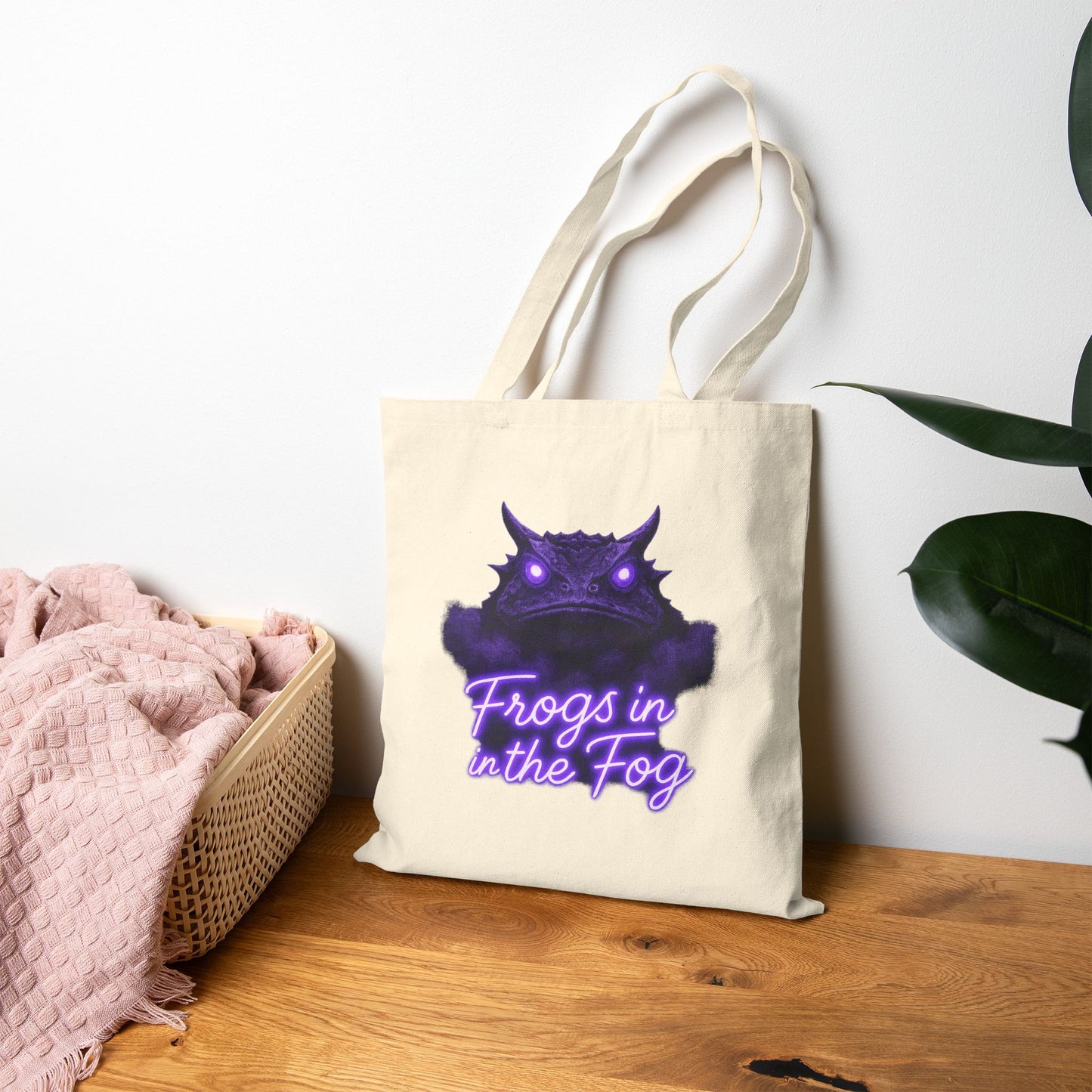 TCU Frogs in the Fog Tote Bag – Horned Frog Game Day Canvas Tote – College Football Gift