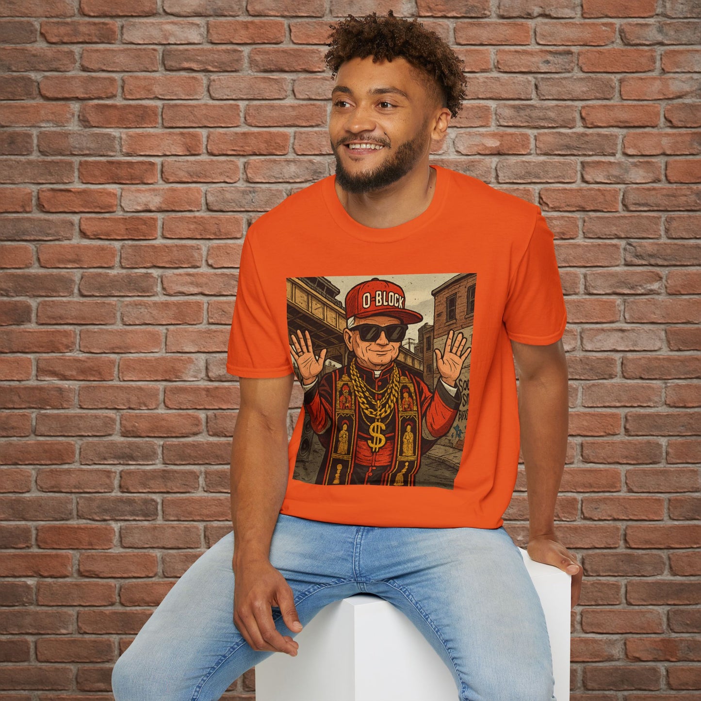 O-Block Pope T-Shirt – Chicago Drill-Inspired Pope Graphic – Funny Streetwear Tee – Sizes Small to 2XL