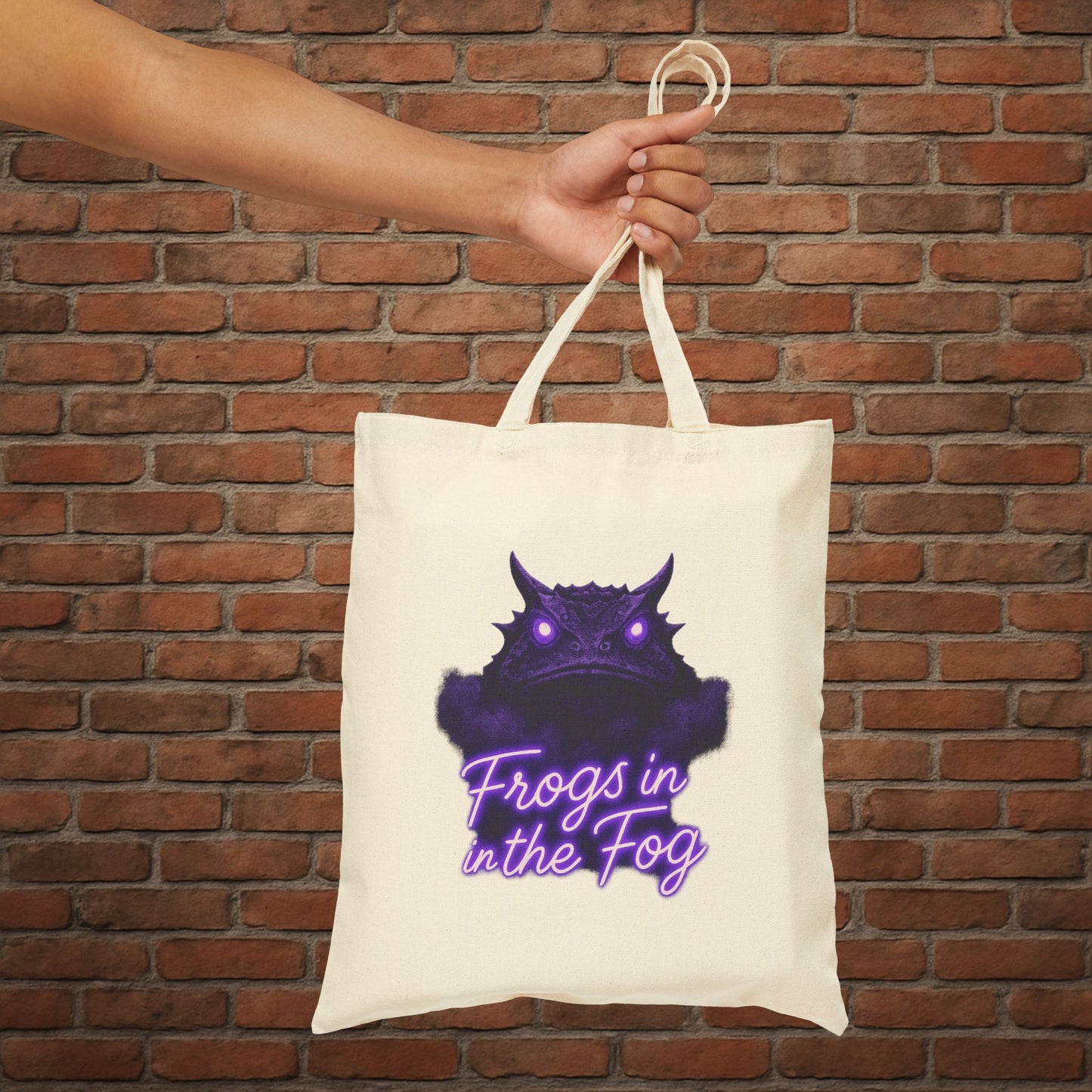 TCU Frogs in the Fog Tote Bag – Horned Frog Game Day Canvas Tote – College Football Gift