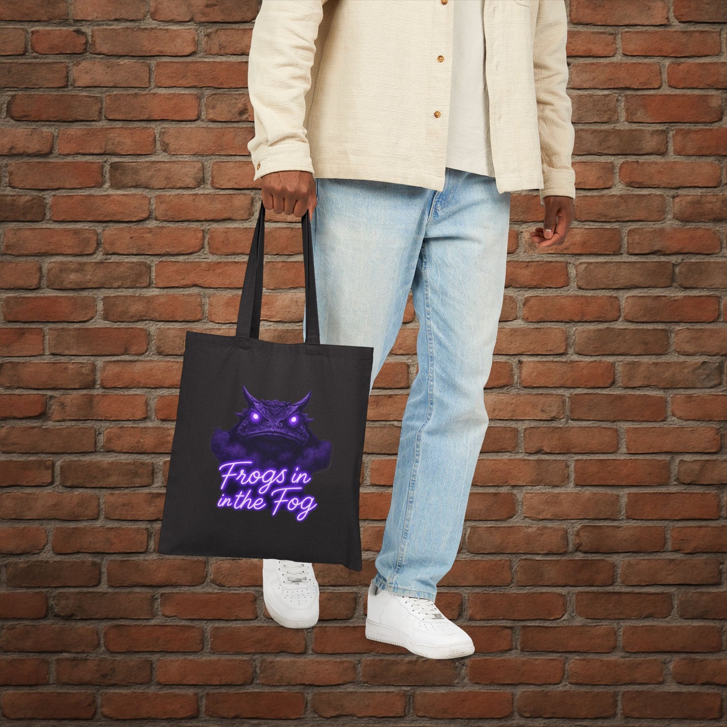 TCU Frogs in the Fog Tote Bag – Horned Frog Game Day Canvas Tote – College Football Gift