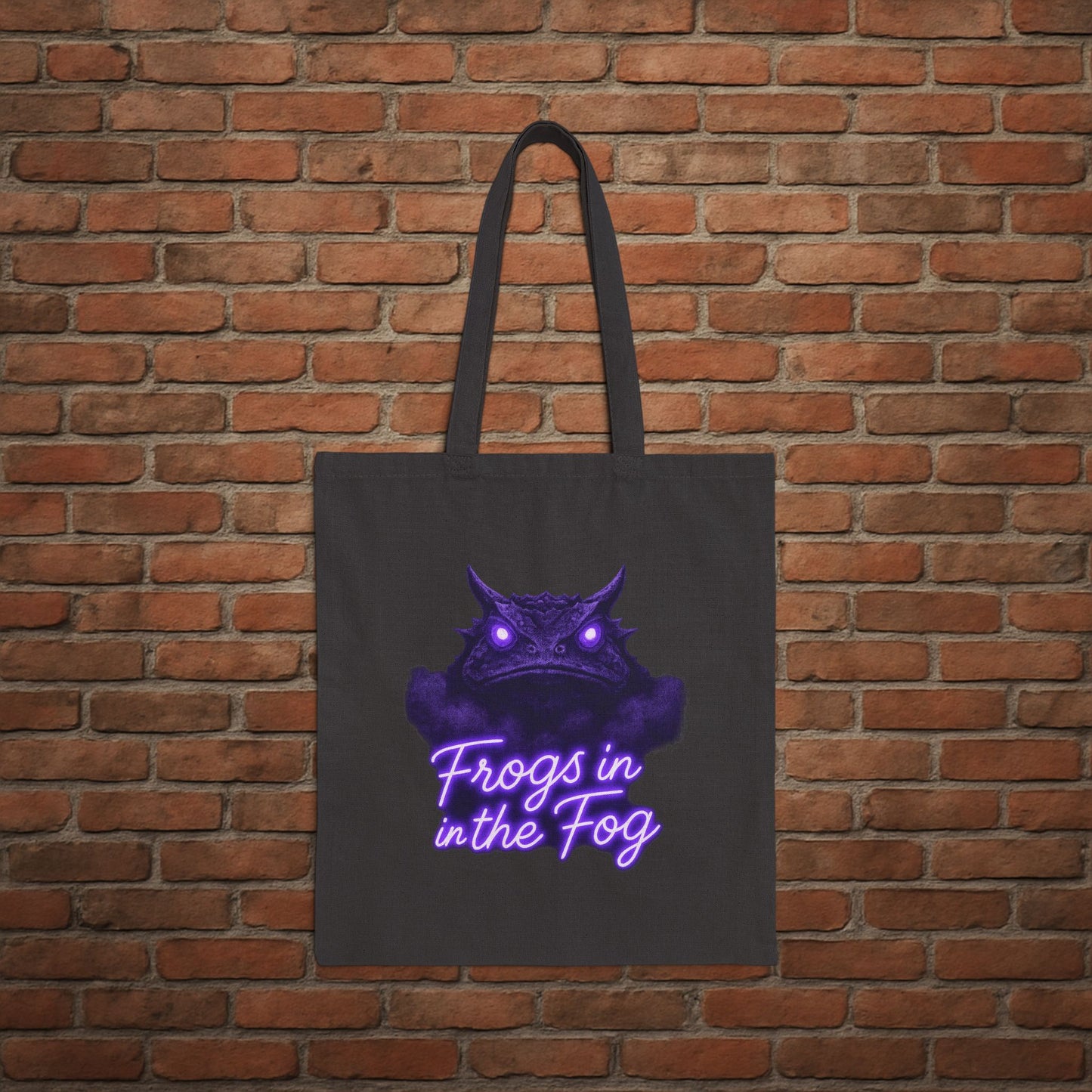 TCU Frogs in the Fog Tote Bag – Horned Frog Game Day Canvas Tote – College Football Gift